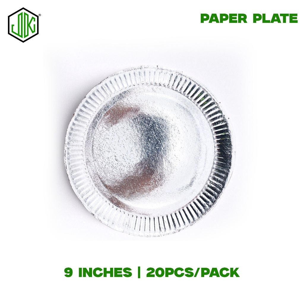 JKM 20pcs 9 Inches Paper Plate Plain Silver 9