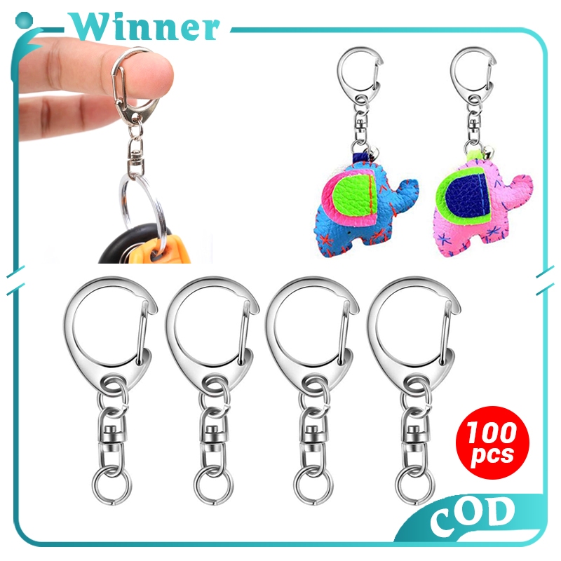 100PCS Key Chain Clip Split Lobster Clasp Key With 8mm Open Jump Ring ...
