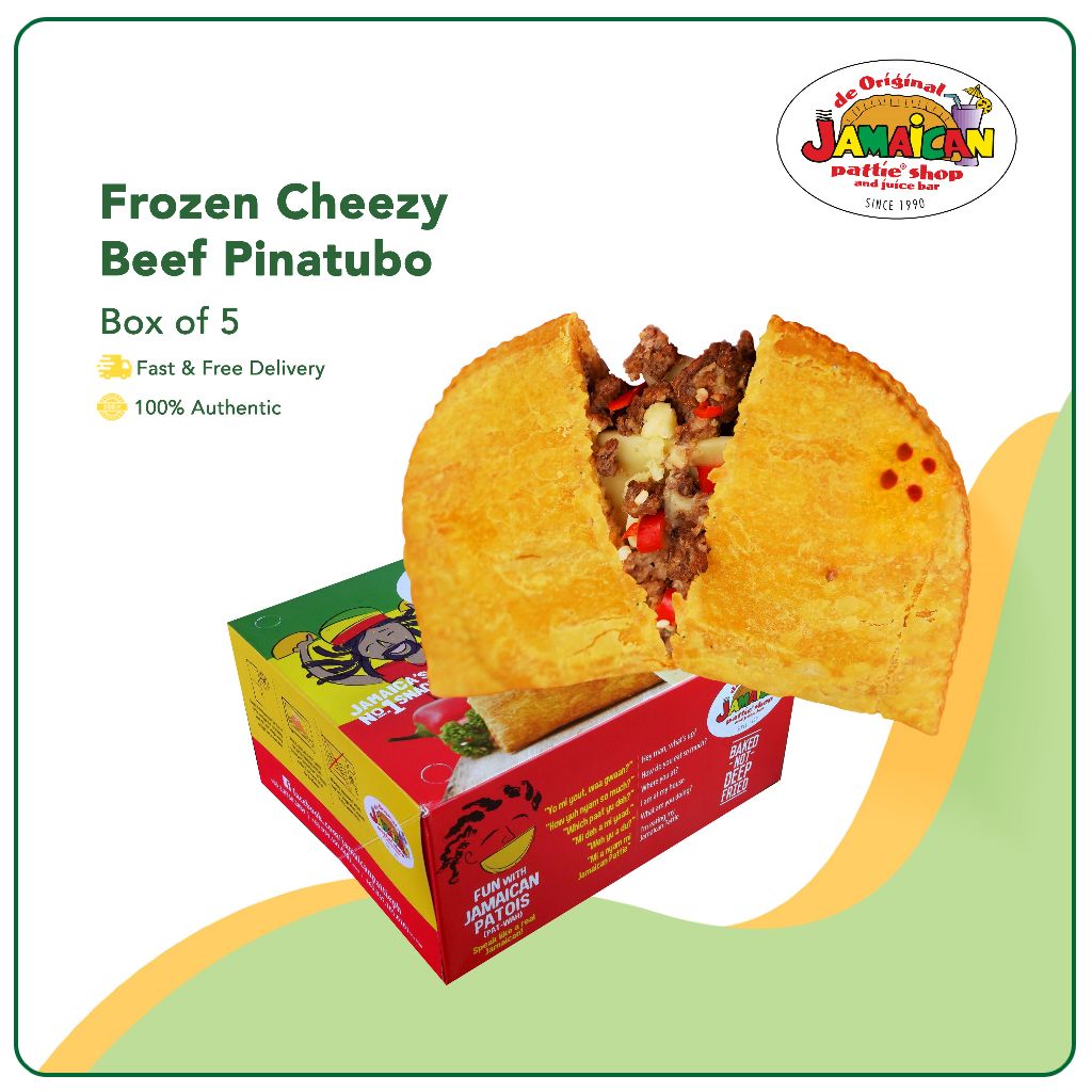 Jamaican Pattie Frozen Cheezy Beef Pinatubo Box of 5 [Frozen, Pattie ...