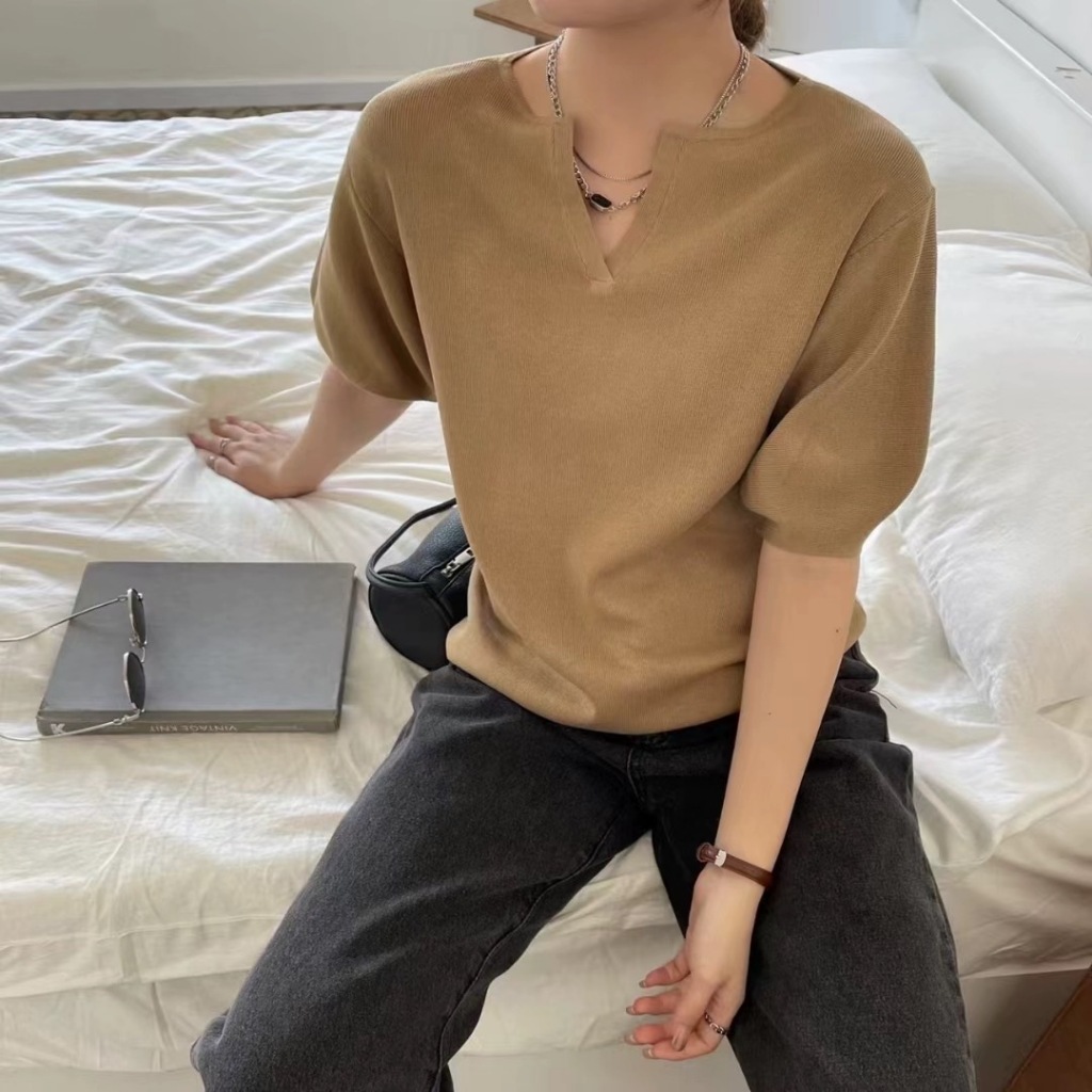 Miss M Notch Neck Oversize Solid Knitted Top 748 | Shopee Philippines