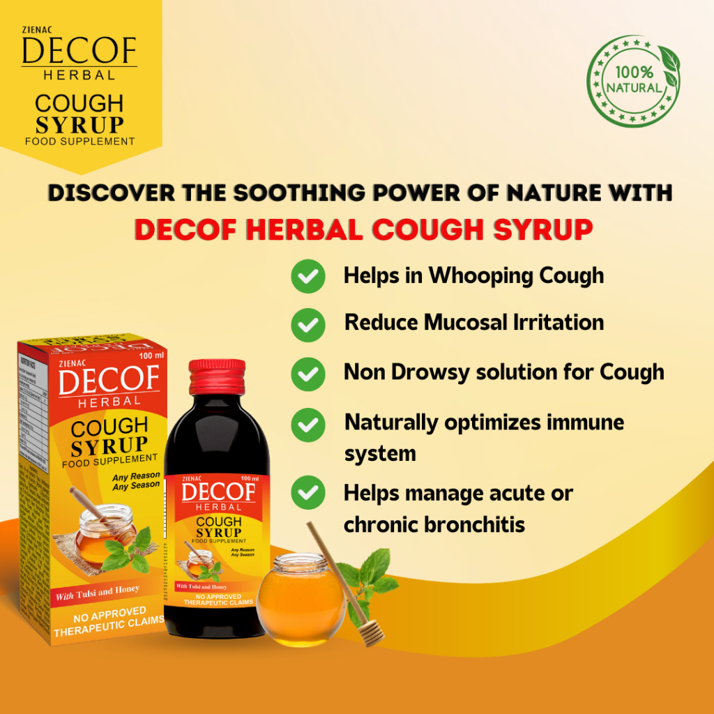 DECOF Herbal Cough Syrup 100ml Natural Relief for Cough & Sore Throat