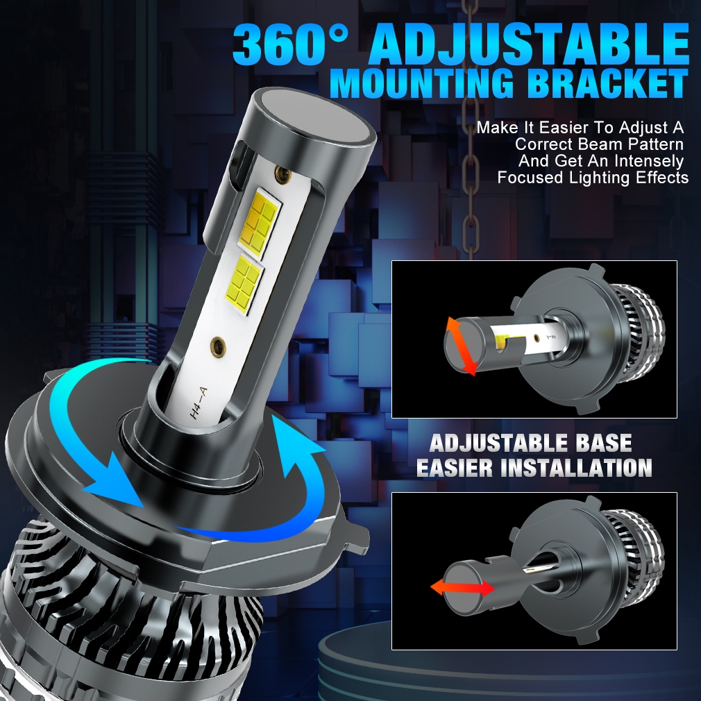 TOAUTO 80W Triple Color All Weather Car LED Headlight H4 H11 9005 Fog ...
