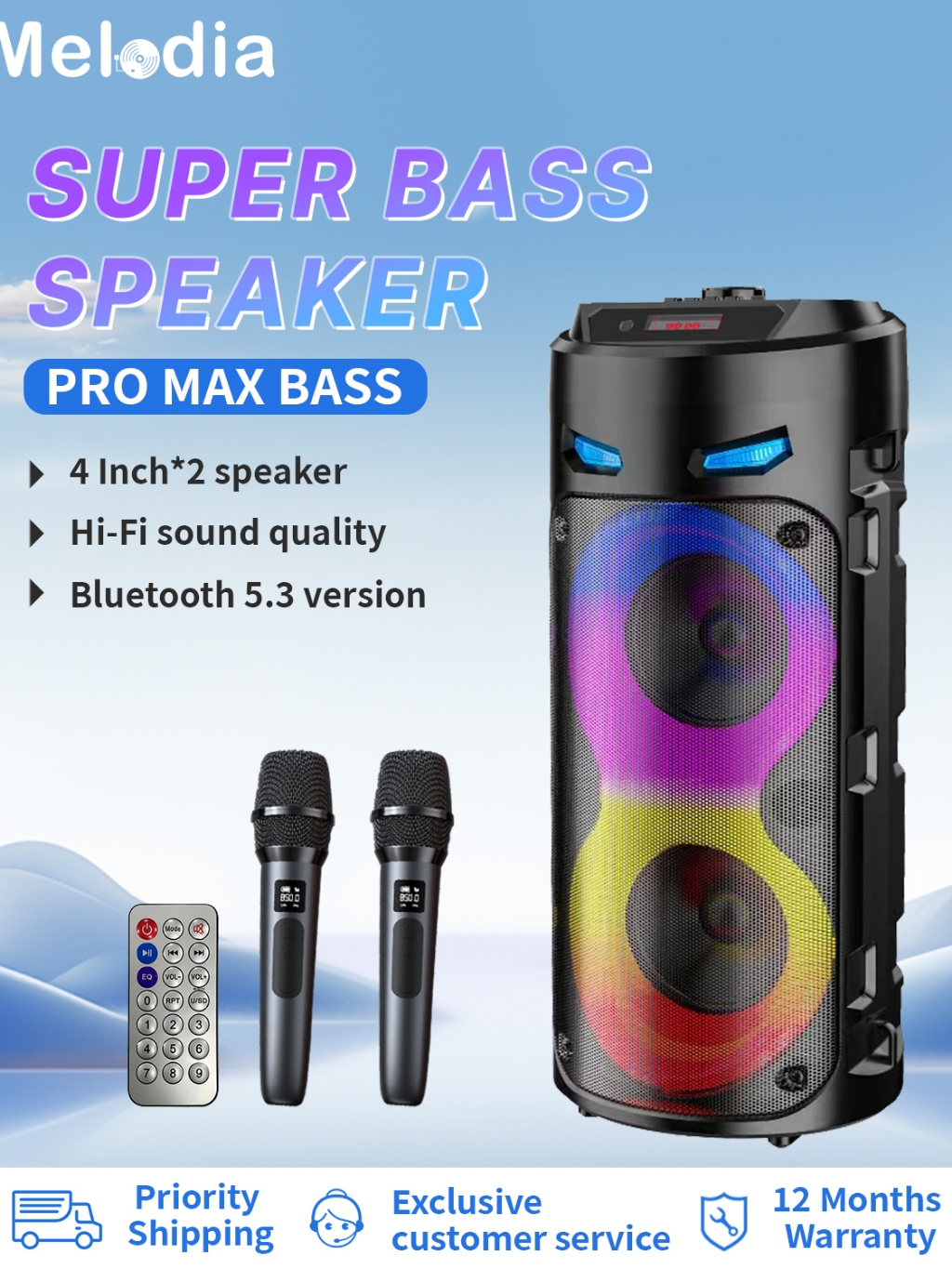 【PRO MAX BASS】Speaker Bluetooth Karaoke With Free Mic Big Size Original ...
