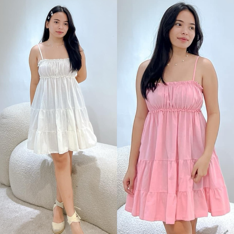 Asia Scallop Strap Tiered Mini Dress main image 1