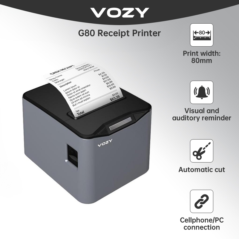 Vozy G80 80mm Thermal Receipt Printer Bluetooth Usb Pos Printer 