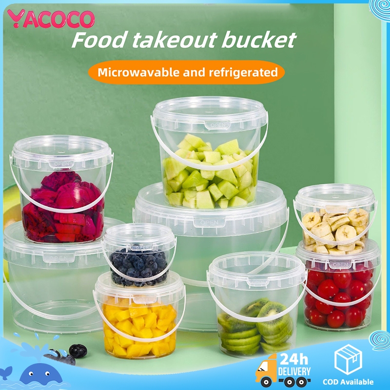 Clear Plastic Bucket with Lid and Handle Food Grade Freezer Microwave ...