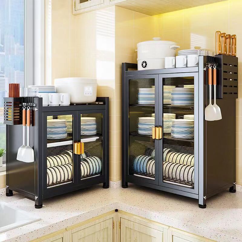 Dish Rack Kitchen Storage Cabinet Dish Drainer With Cover Dust