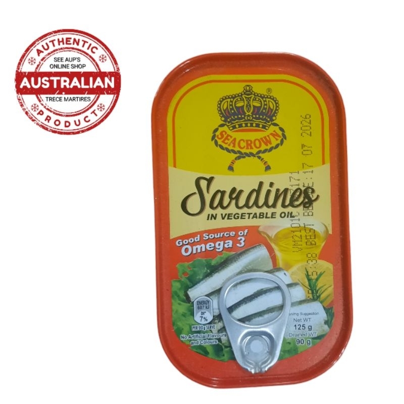 SEACROWN SARDINES in Vegetable oil 129g Import from Australia | Shopee ...