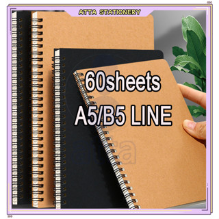 A5/B5 Steno Spring Notebook 60Sheets Notepad Kraft Black Cover Office ...