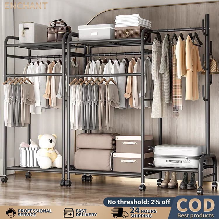 ❣️COD⭐Drying Rack Clothes Rack Floor Household Bedroom Wardrobe Simple  Clothes Hanger Clothes Rack