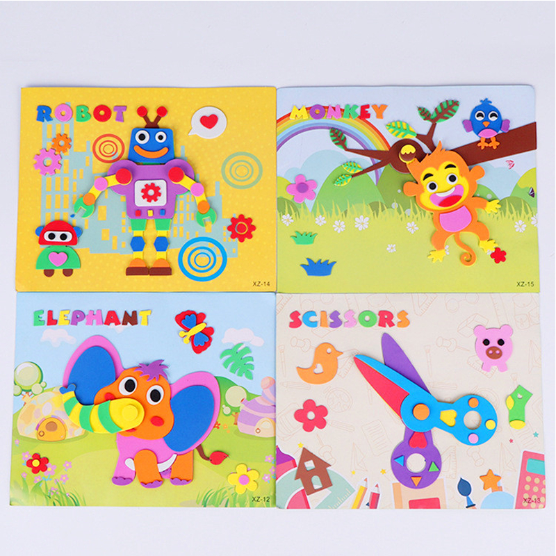 DIY 3D Cartoon Animal Foam Sticker Puzzle Jigsaw Handmade Educational ...
