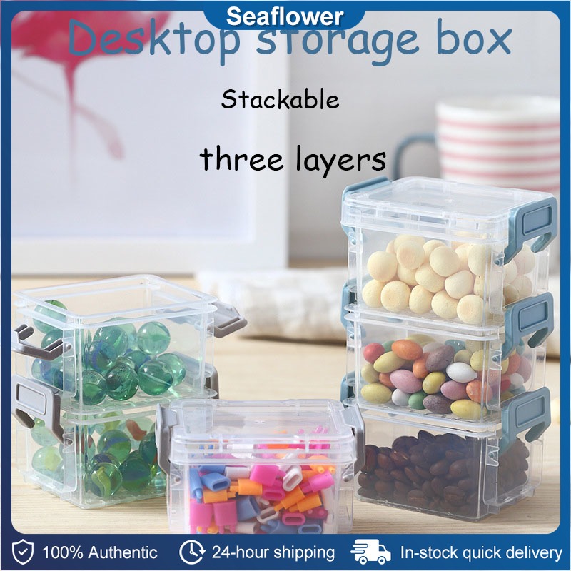 3pcs Cute Mini Stackable Storage Box Dust Proof Cosmetic Storage with ...