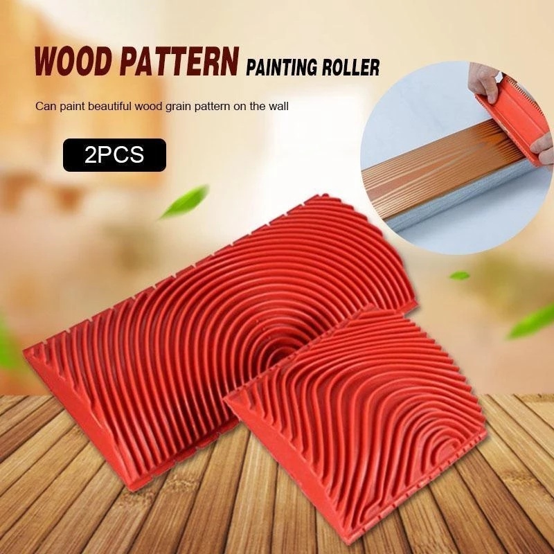 HERCHR 2-Piece Wood Graining Painting Tool – Rubber DIY Wall Decor Set (Large & Small)