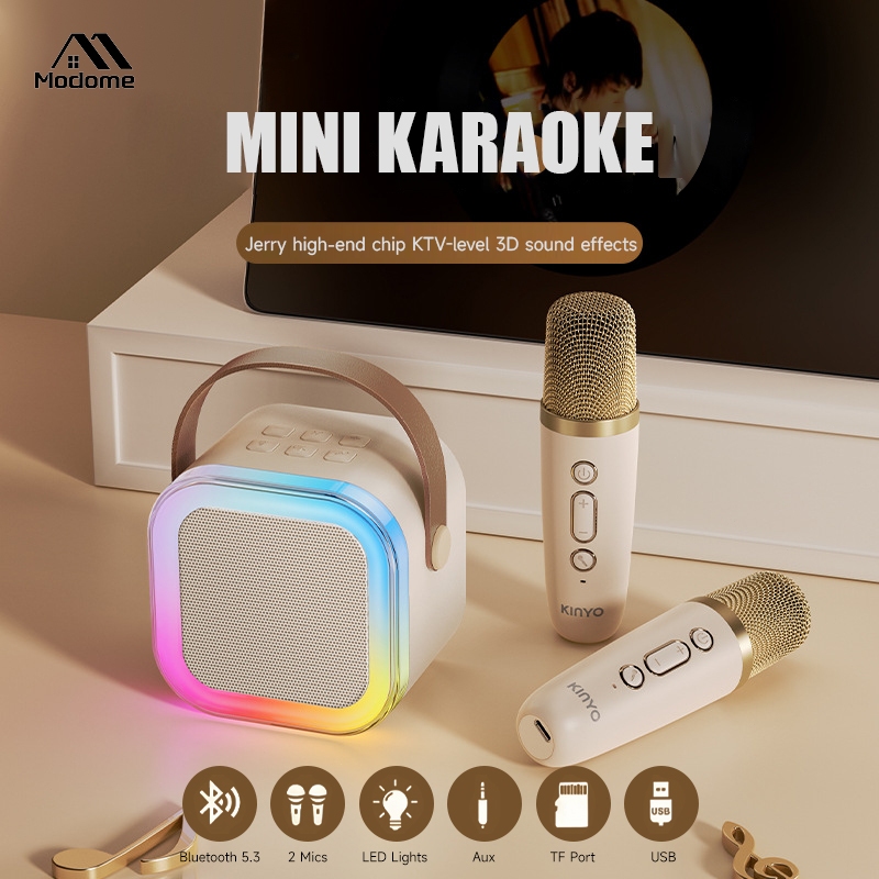 Mini Karaoke Machine Wireless Audio Speaker Bluetooth Dual Microphone ...