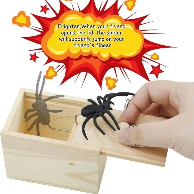 Spider Scare Prank Box Pop Out Spider Handmade Wooden Scare Box Fun ...