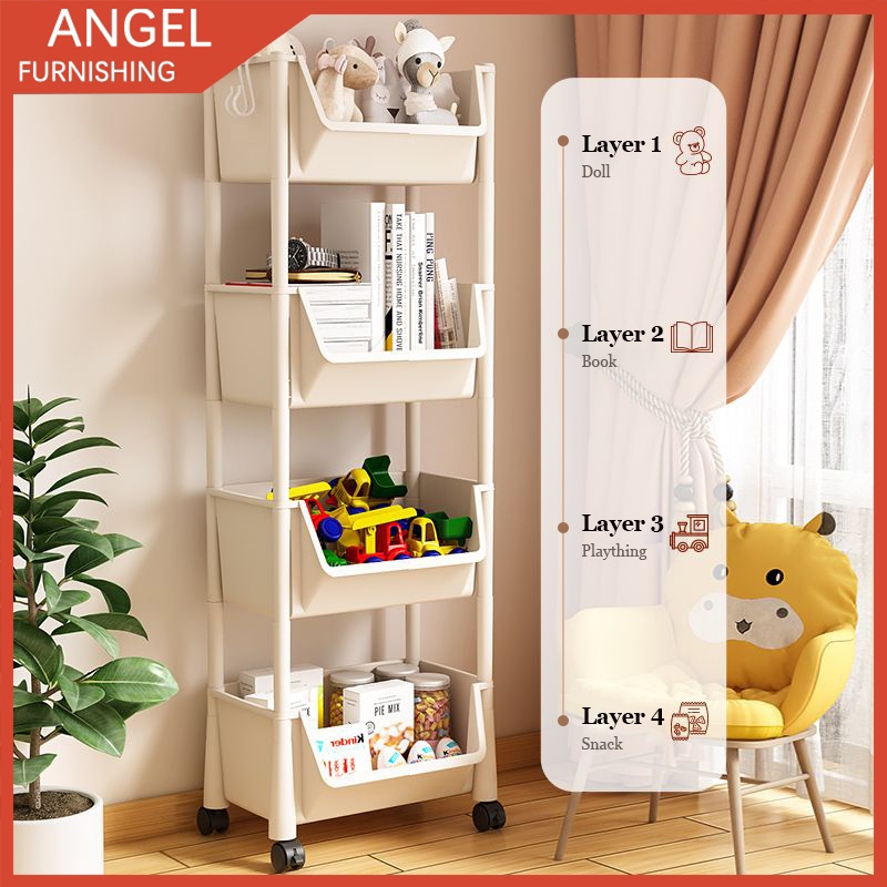 4 Layer Moving Rack Kitchen Storage Shelf Wall Cabinets Home Bedroom ...