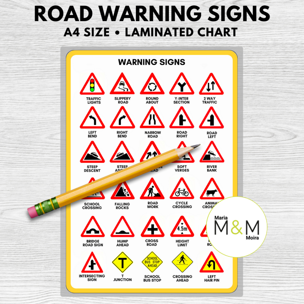 LAMINATED ROAD SAFETY SIGNS CHARTS | A4 SIZE | EDUCATIONAL SAFETY ...