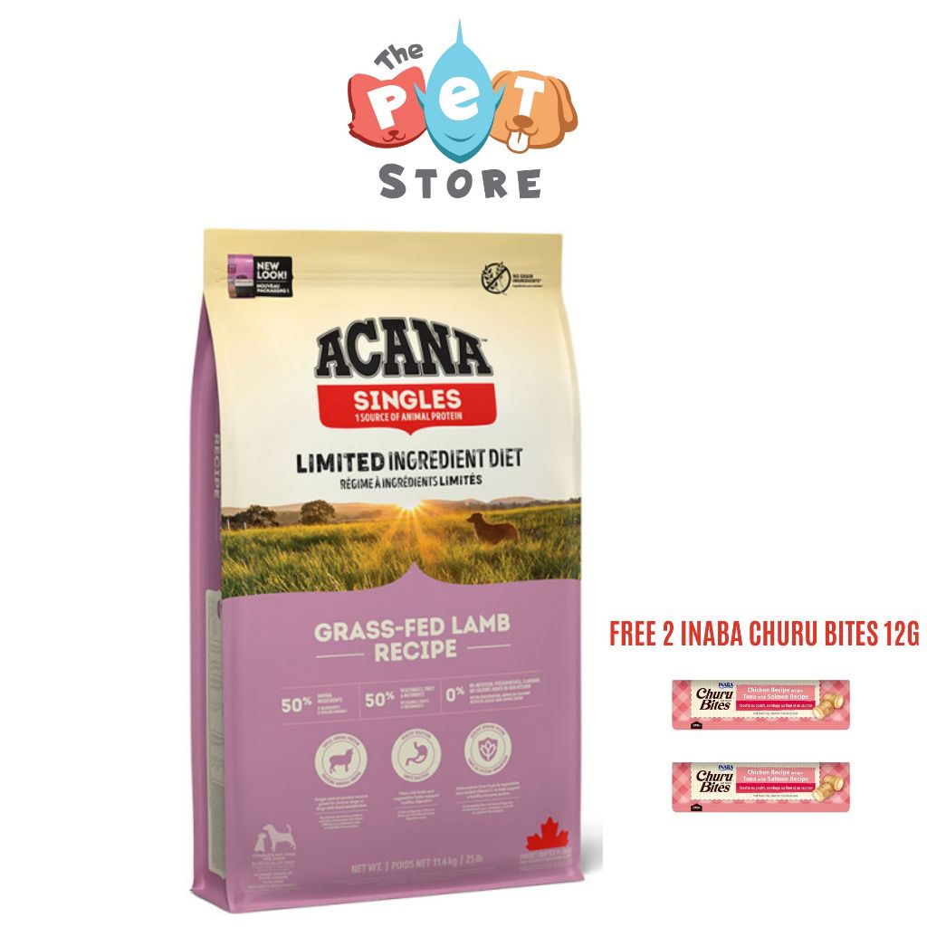 Acana Grass Fed Lamb 11.4kg (FREE 2 Inaba Churu Bites Pink 12g ...