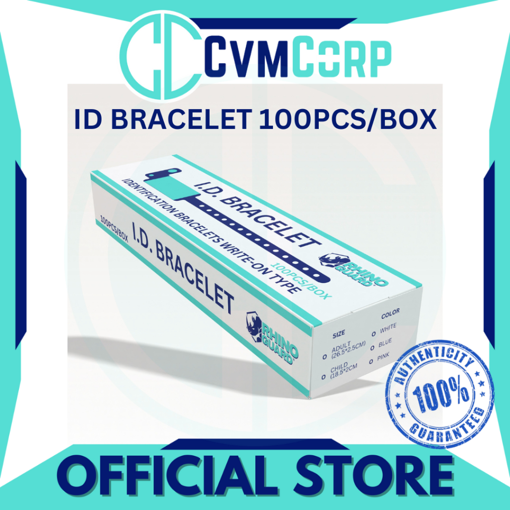 CVM-PETIENT ID BRACELET BLUE/PINK/WHITE ADULT 100PCS/BOX WRITE-ON TYPE ...