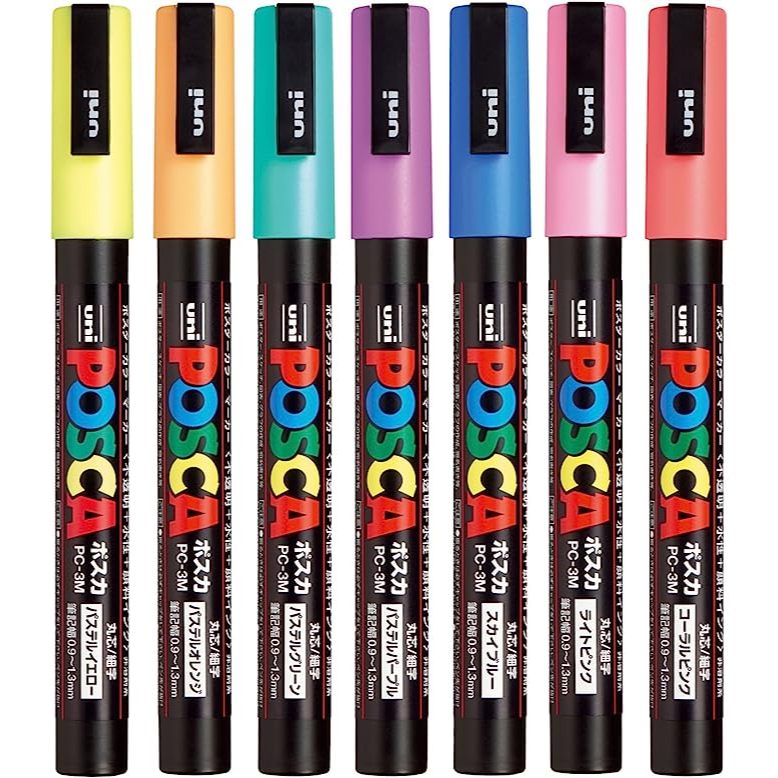 Mitsubishi Uni Posca Color Paint Markers Set, Water-Based Pen, Made in ...