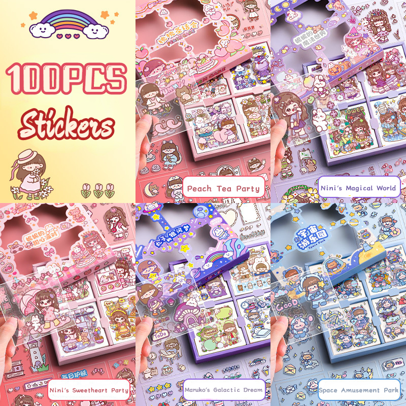 100PCS Stickers Gift Box Stickers Waterproof DIY Decals Doodle stickers ...