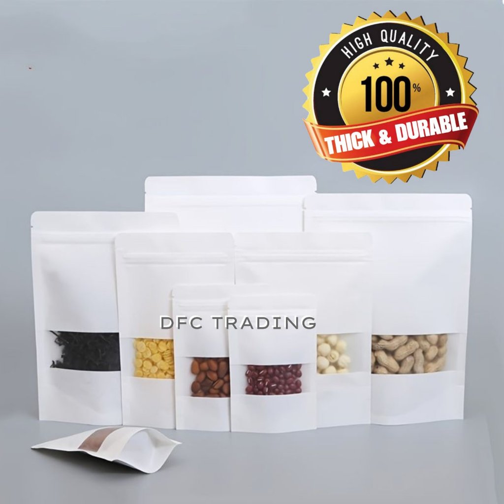 50 pcs Matte White Kraft Stand Up Pouchupwh Zip Lock Ziplock Packaging ...