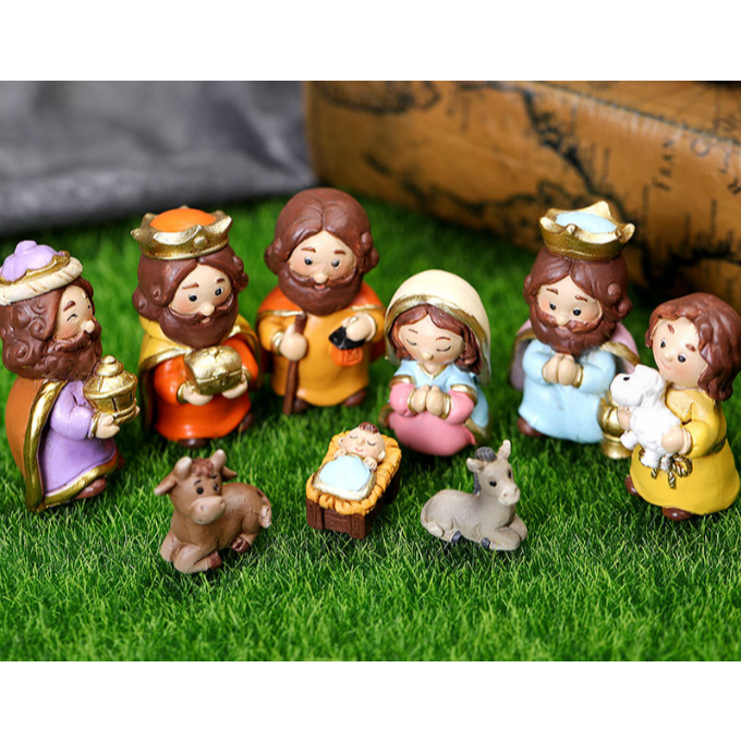 Holy Family Statue Nativity With Light Scene Set Christmas Belen Set ...
