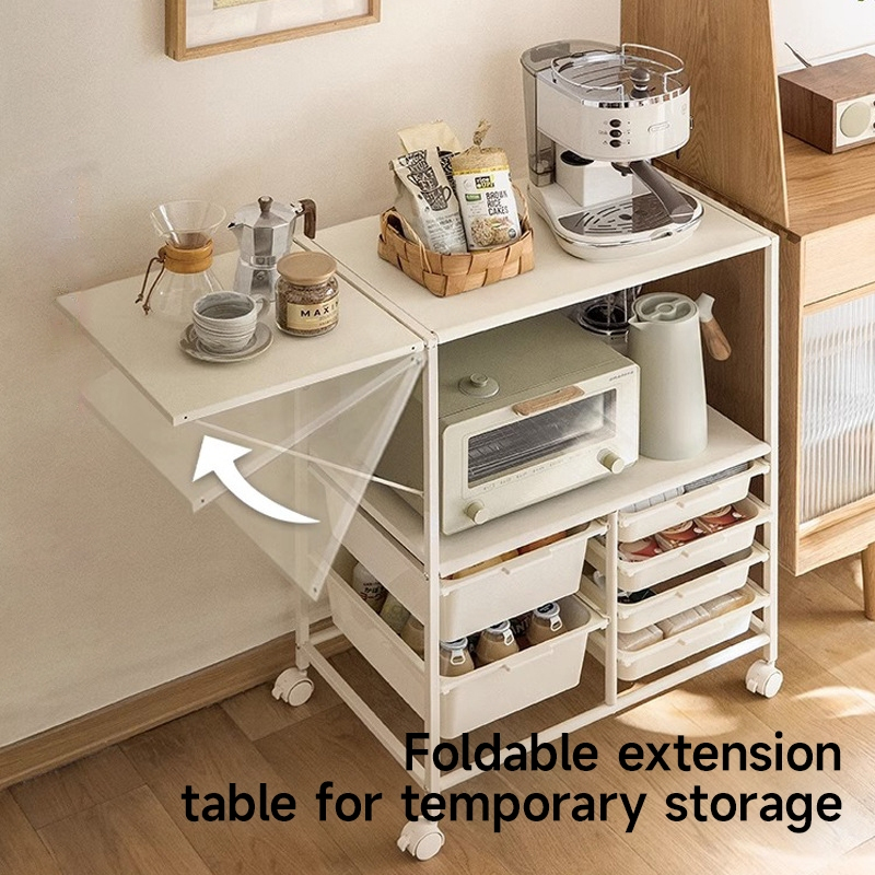 Carbon Steel Kitchen Organizer Storage Trolley with Expandable Worktop ...