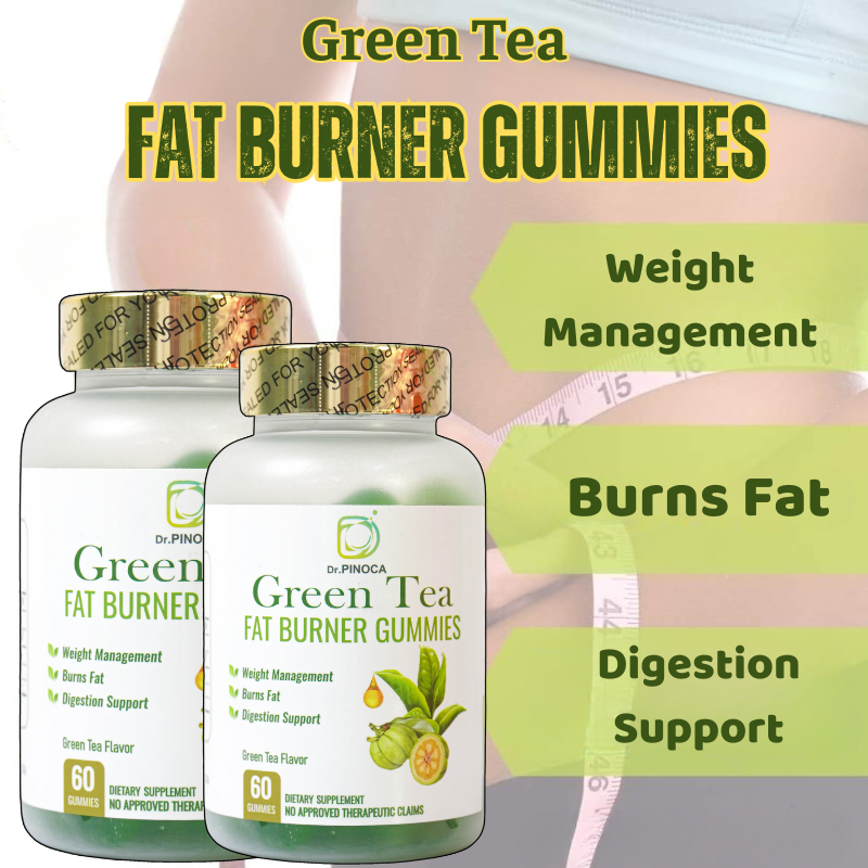 Dr.PINOCA Green Tea Fat Burner Gummies Digestion Support Burns Fat