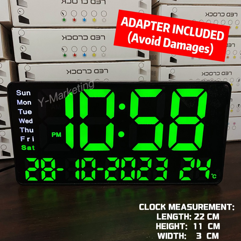 2204 Rectangular Led Digital Alarm Clock Can Wall hang | Shopee Philippines