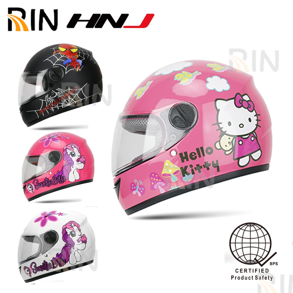 HNJ Full Face Motorcycle Helmet for Kids with ICC Stickers Single Visor 3 5 year old