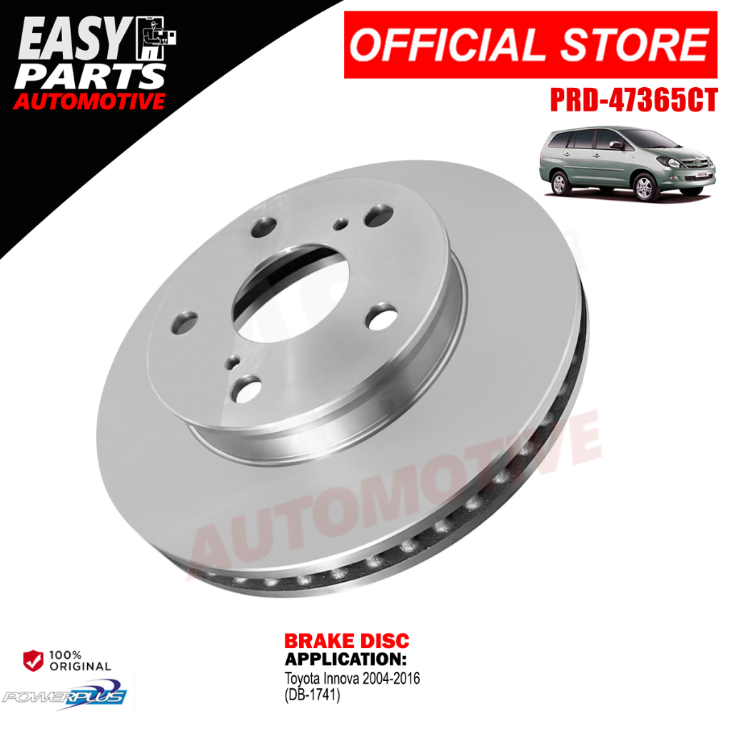PowerPlus Brake Disc Rotor PRD-47365CT Toyota Innova 2004-2016 (DB-1741 ...