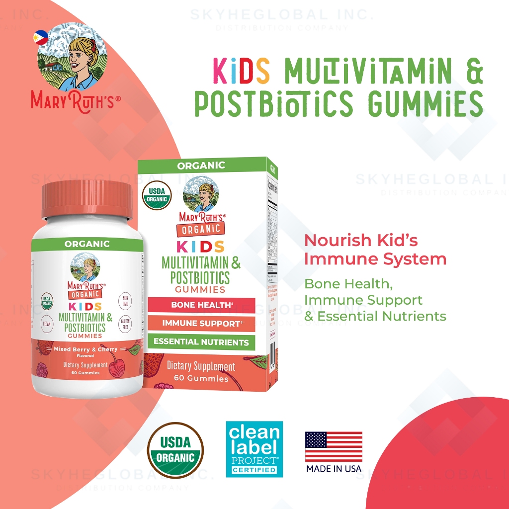 Mary Ruth's Organic Kids Multivitamin + Postbiotic Gummies | Shopee ...