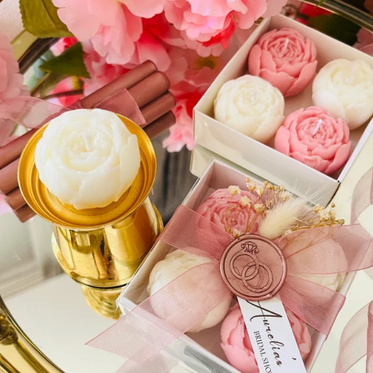 Personalized Mini Peony Flower Soy Wax Candle Souvenir Shopee Philippines