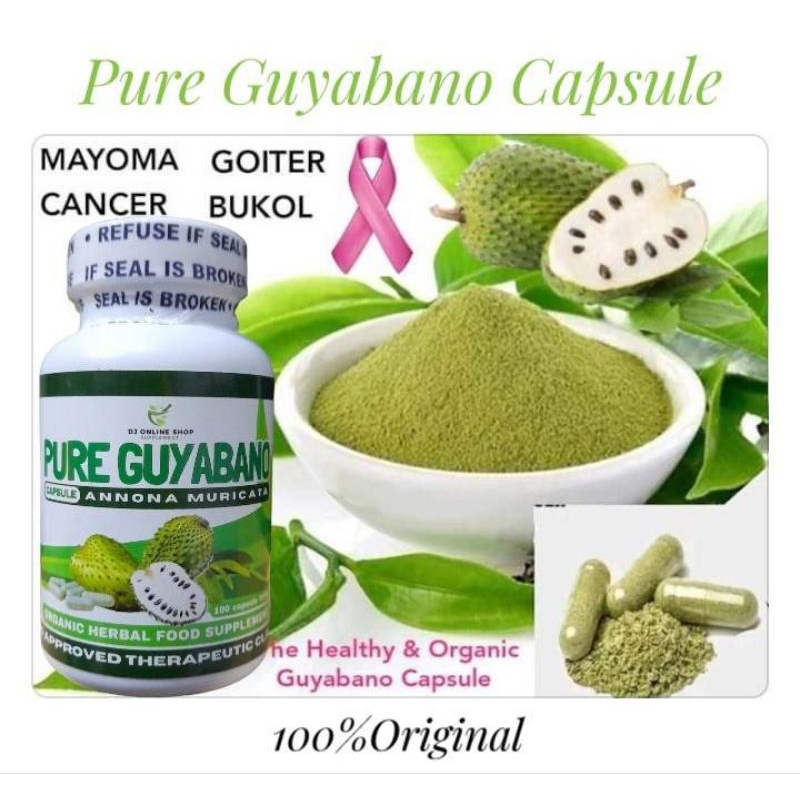 Pure Guyabano Organic Capsule Supplement 500mg/100 Capsule | Shopee ...