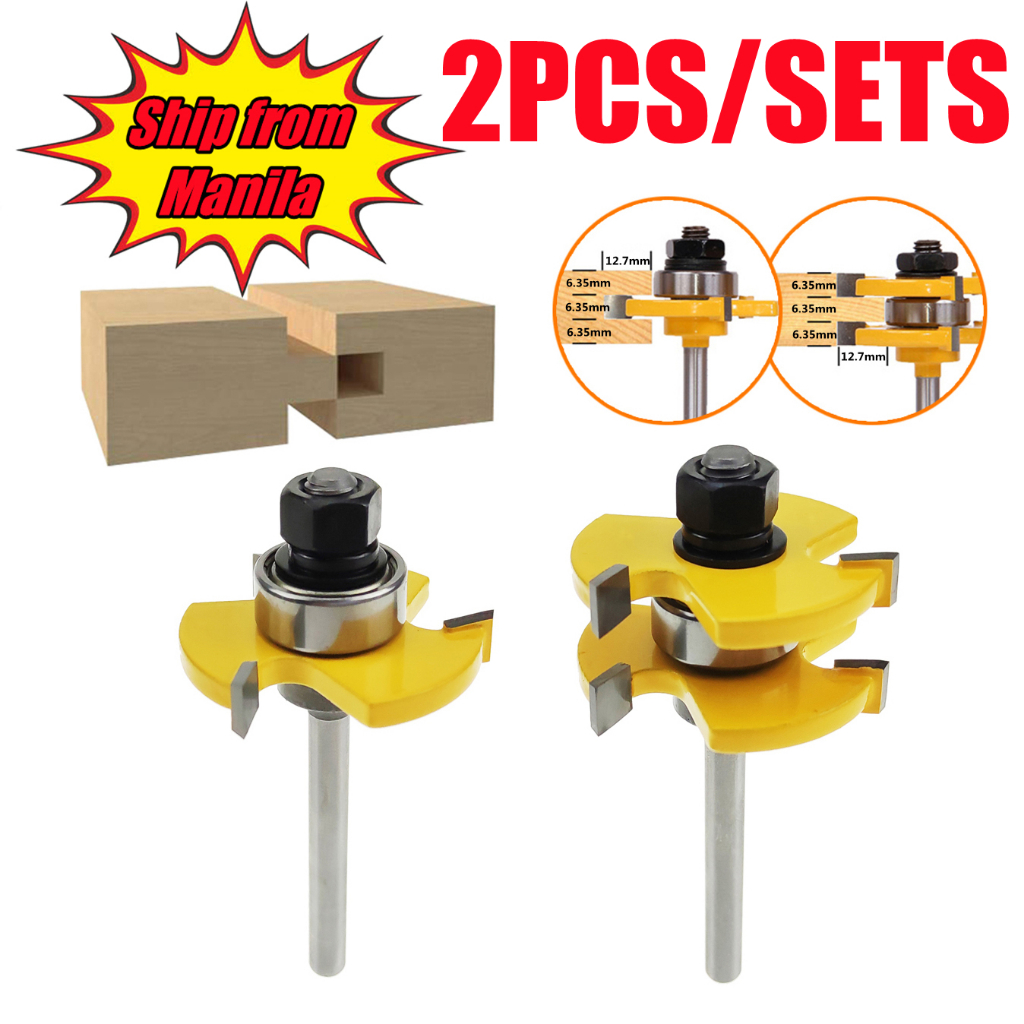 2pcs 1/2 Router Bits 12mm Tongue Groove T-Slot Joint Assembly Stock ...