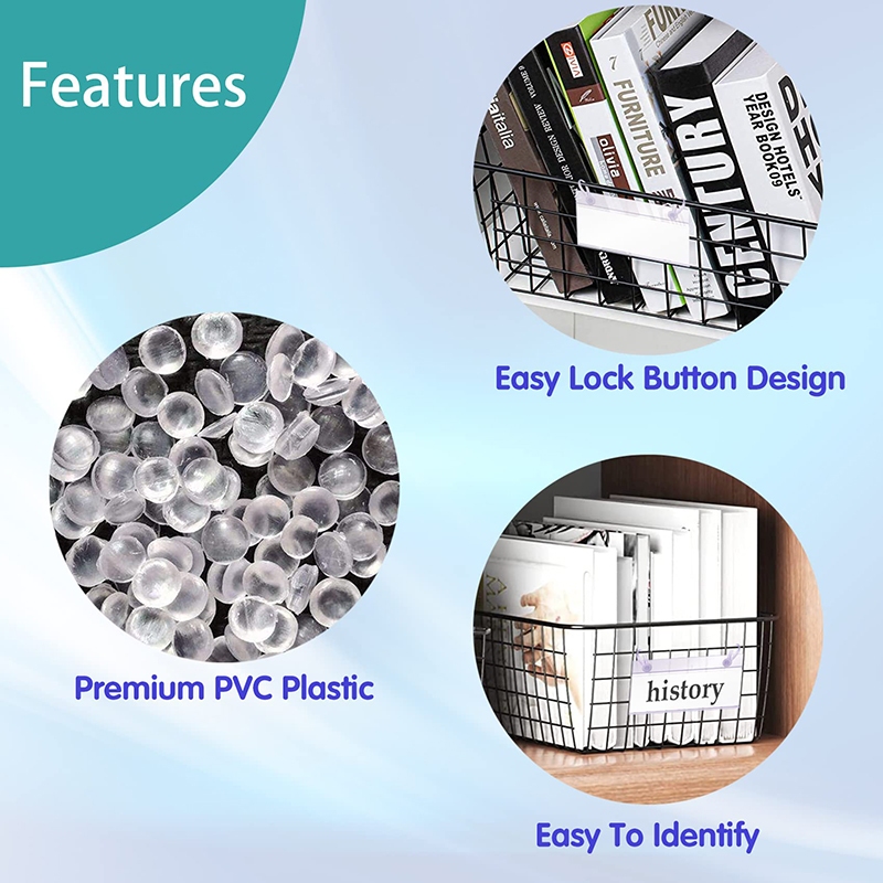 20PCS Plastic Basket Label Clips with Easy Button Lock Design, Wire ...