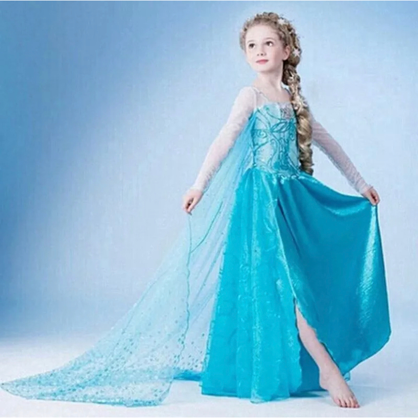 Kids Cosplay Castillo Elsa Dress Frozen Costumes Crown Shopee