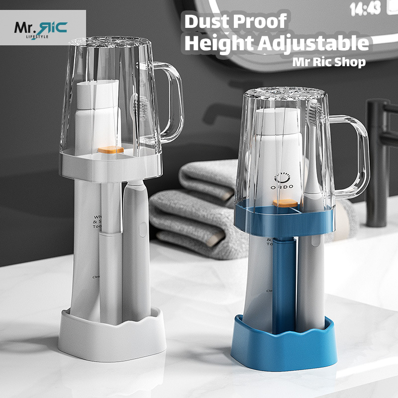 Height Adjustable Toothbrush Holder Stand Dust & Splash Proof with ...