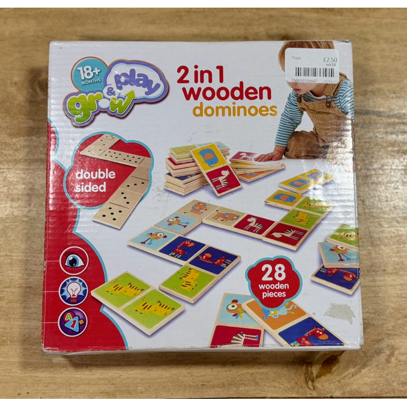 Grow & Play 2 in 1 Wooden Dominoes Board Games for Children | Shopee ...