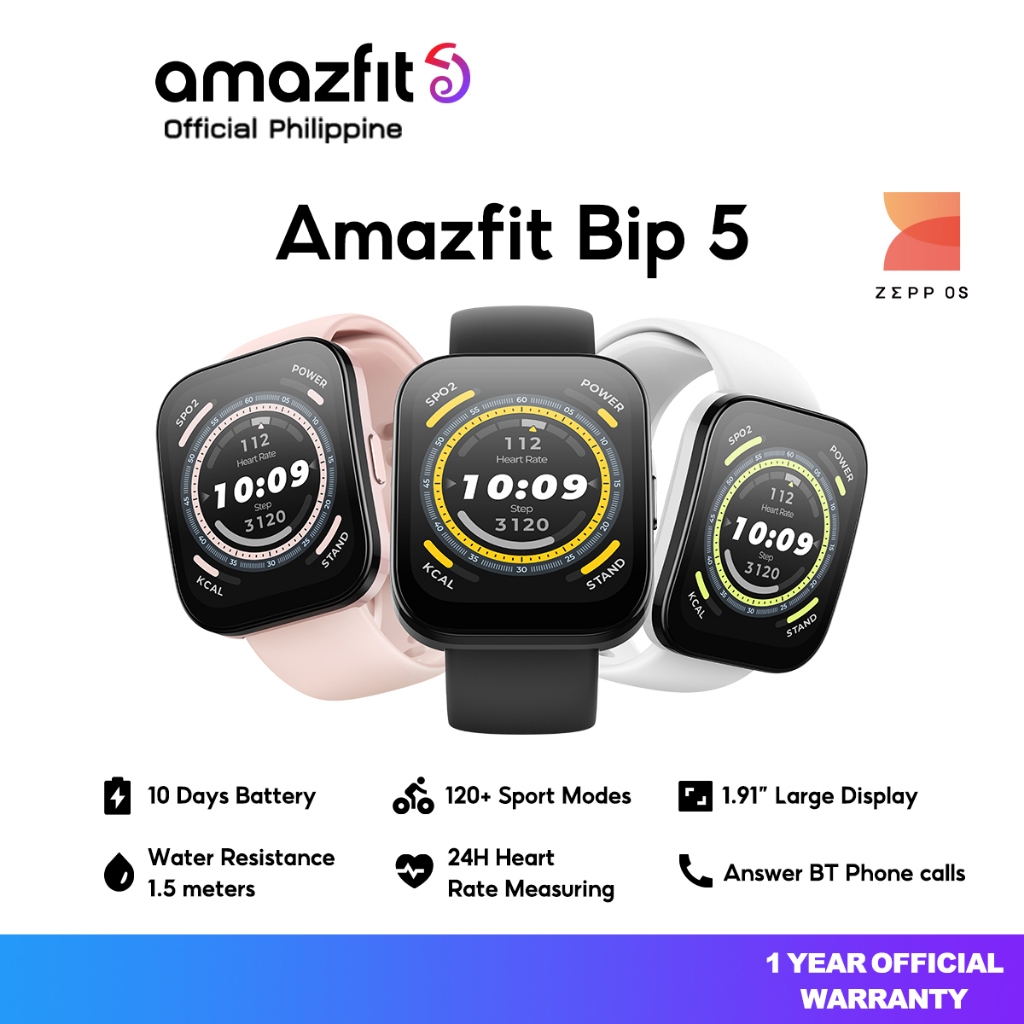 Amazfit Bip 5 Smart Watch 46mm Sports Fitness Tracker GPS 1.91 Large Display Bluetooth Phone Call Shopee Philippines