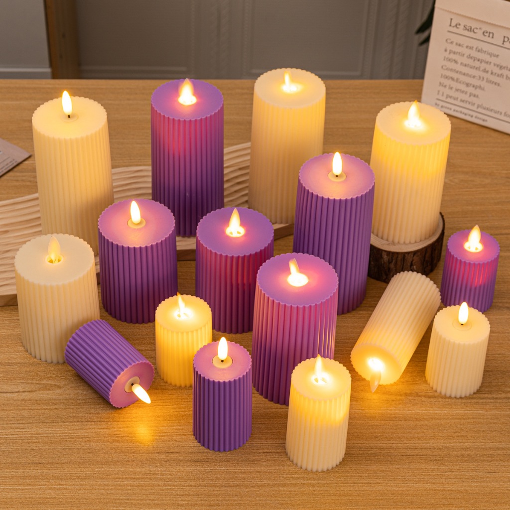 Led Rib Candle Flameless Flicker Battery Operated Home Decorative Led ...