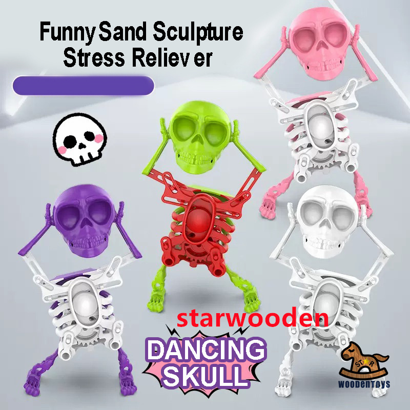 Dancing Skeleton 3D Stereo Machine Swing Wind-up Toy Funny Stress ...