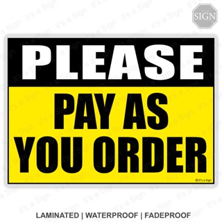 Pay as You Order Store Sign - Laminated Signage - A4 / A5 Size | Shopee ...