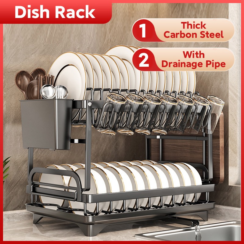 LANAI 2 Tiers Dish Drainer Rack Dish Rack Kitchen Organizer Dish ...
