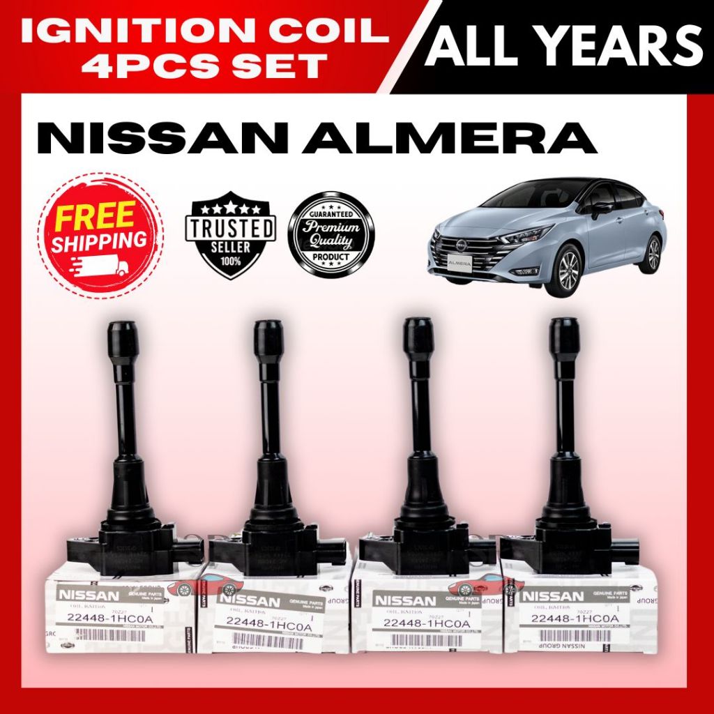 ON SALE! 4PCS SET IGNITION COIL for NISSAN ALMERA (All Years) (22448 ...