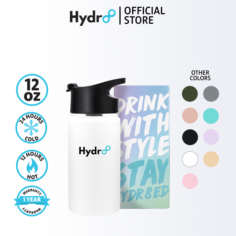 Hydr8 White Wide Mouth Insulated Stainless Water Bottle Tumbler With ...