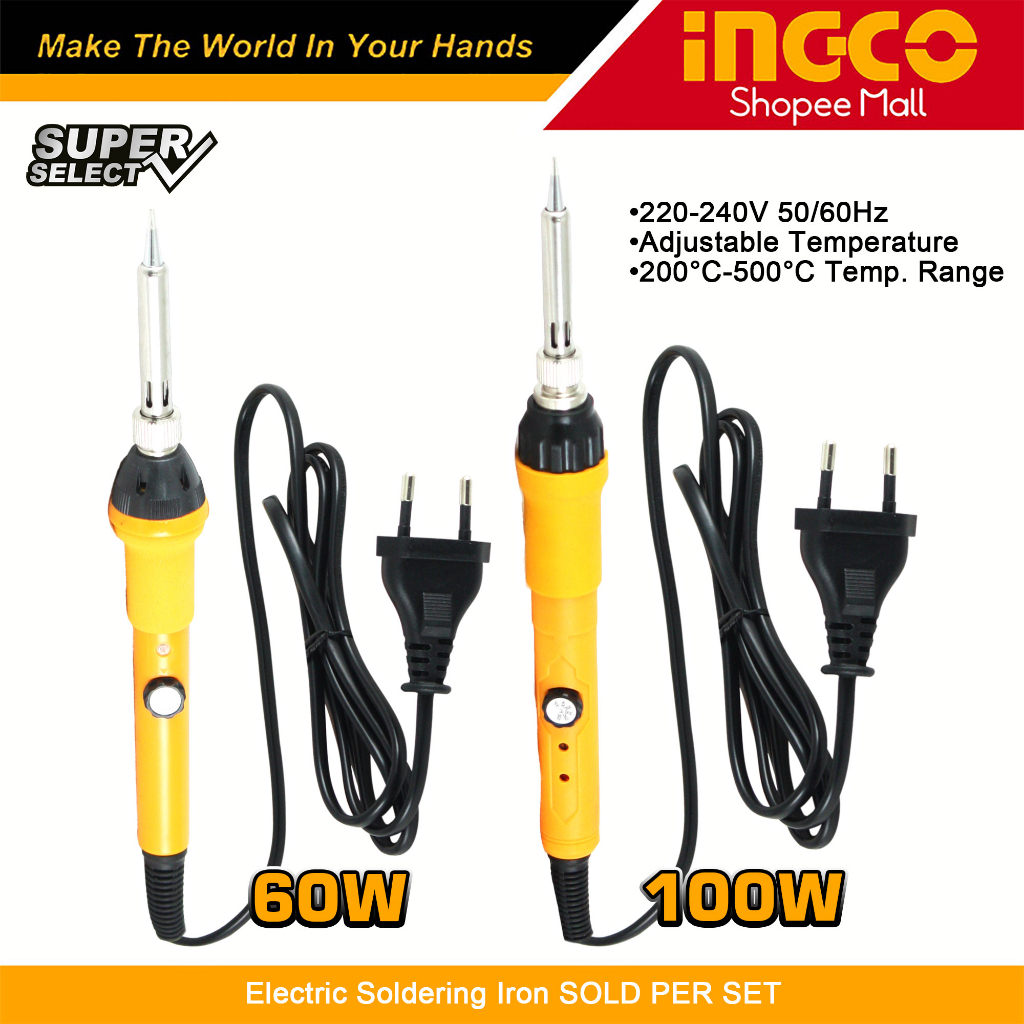 INGCO Electric Soldering Iron 60W 100W Adjustable Temperature Welding