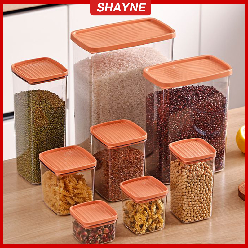 Airtight Dry Food Container Jar Transparent Canister For Kitchen Keep