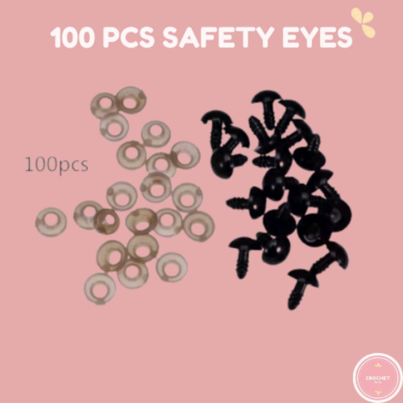 100pcs 6mm/8mm/10mm/12mm DIY Plastic Safety Eyes and 100pcs Washers